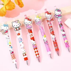 Hello Kitty 6-Pack Acrylic Charm Character Pens NEW